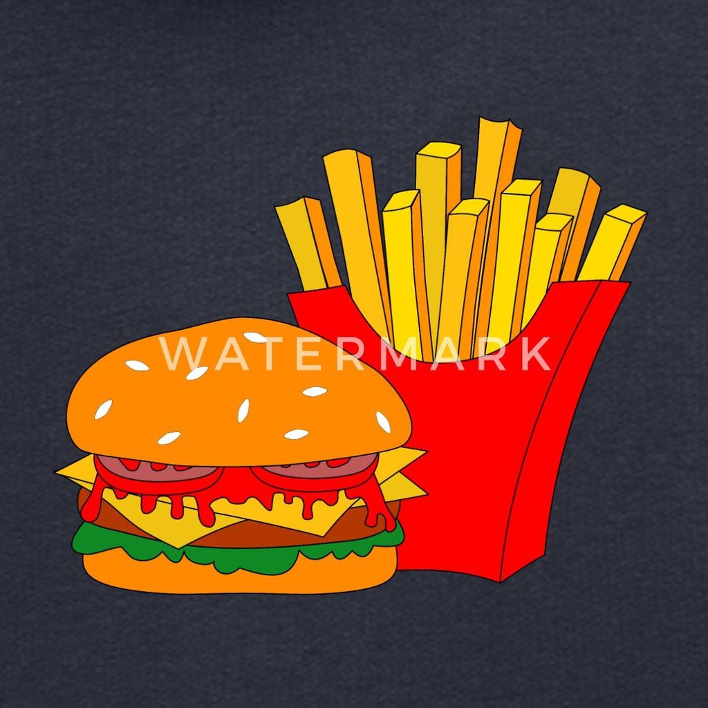 Spreadshirt Burger Und Pommes Kinder Premium Hoodie, 98/104 (2 Jahre), Navy