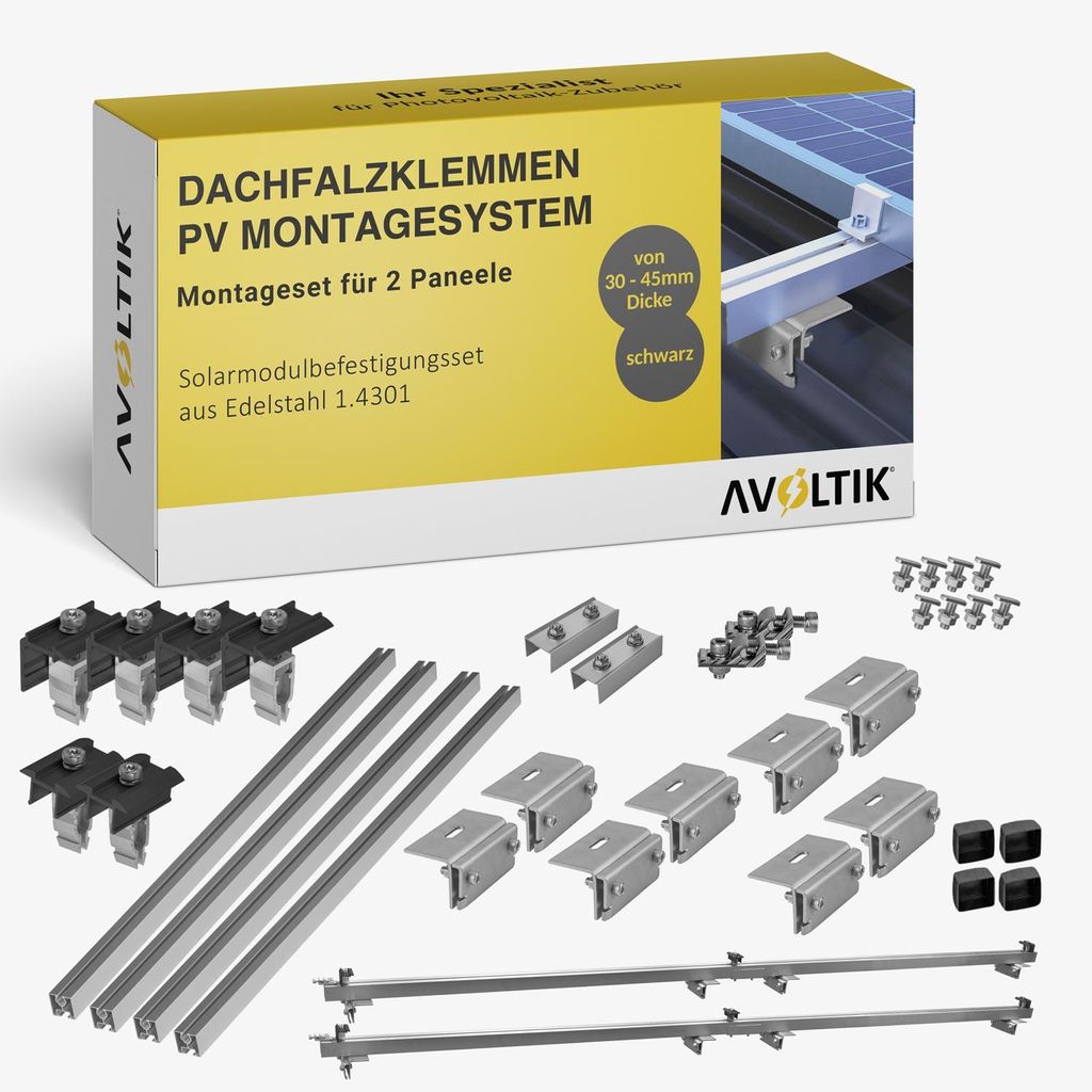 Avoltik Solar Halterung Blechfalzdach Montageset Dach Befestigung für 2 Solarmodule