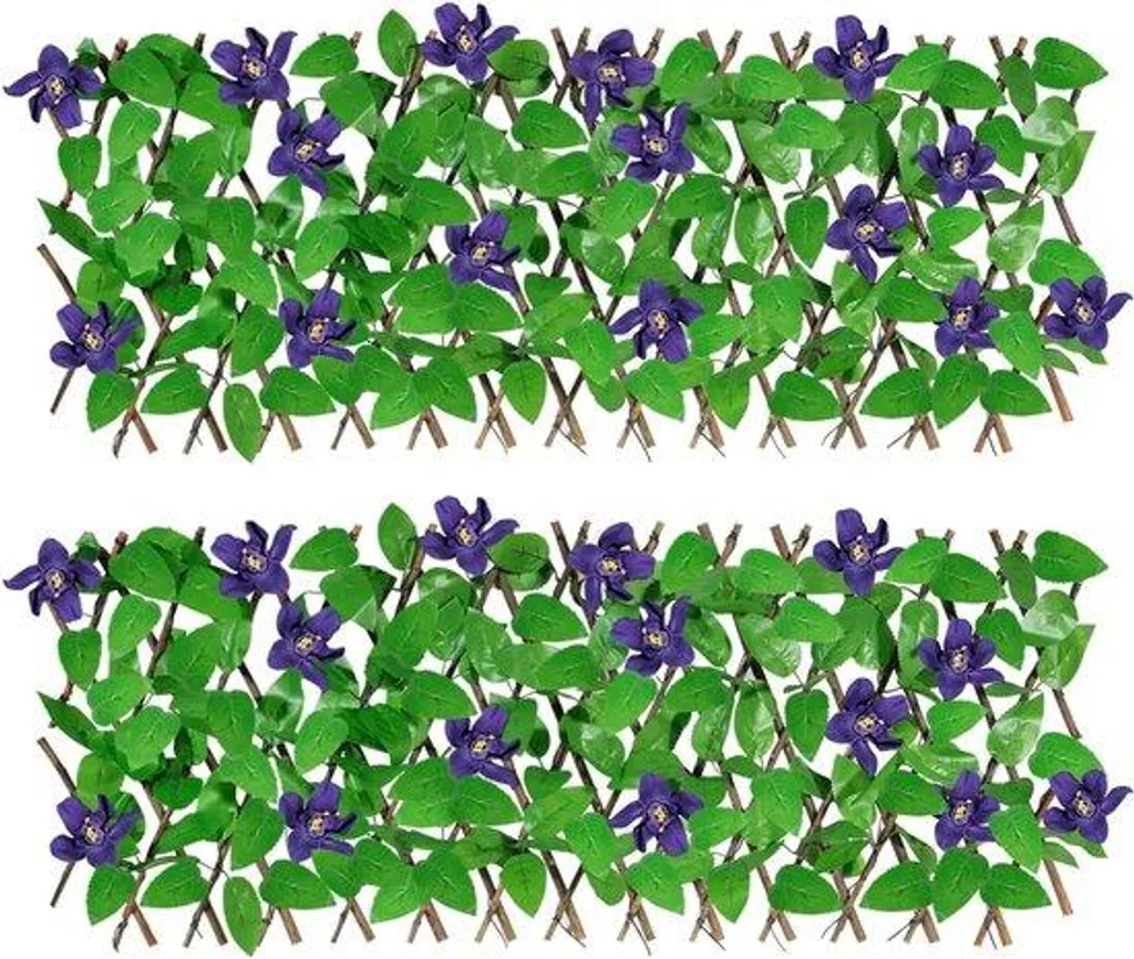 Parasol Anti-UV 205 cm à Motif Floral avec Mât Télescopique, Lot de 2