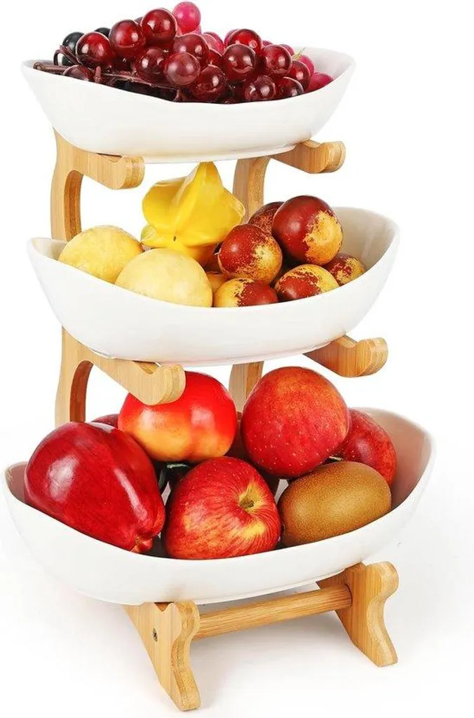 Panier à petit-déjeuner en céramique 3 étages au design moderne blanc