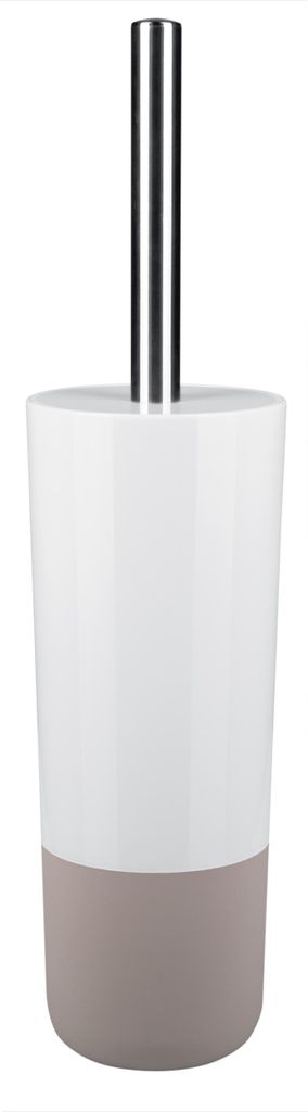 Spirella WC Bürste Klobürste Toilettenbürste hochwertig „Moji“ mit hygienischem Behälter Weiß/Taupe
