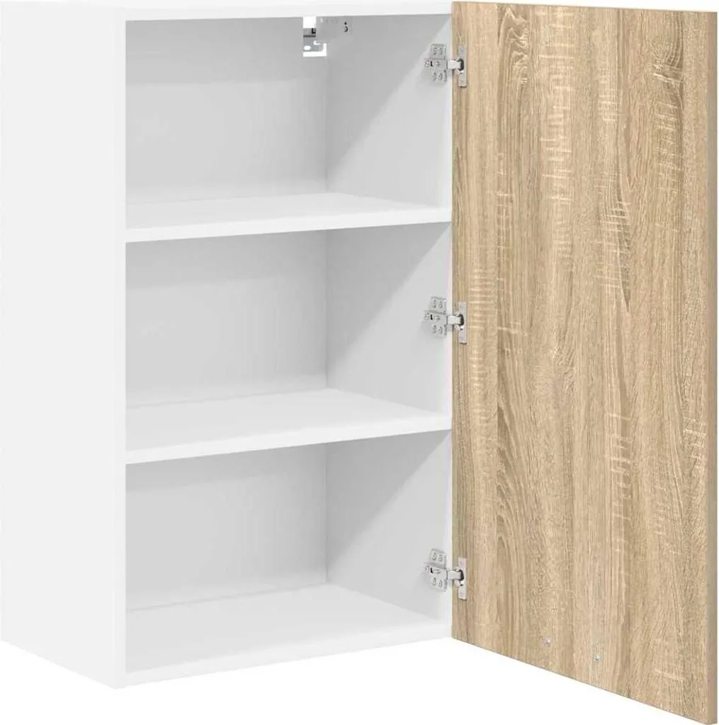 SYFAX Armadio a Muro 50 x 31 x 80 cm - Rovere Sonoma e Bianco - 5
