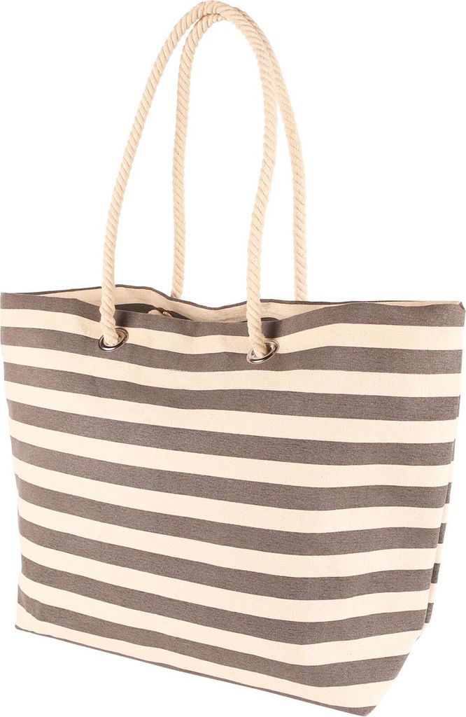 1x Kieselstein 55 cm x 36 cm großer gestreifte Leinwand Tasche Strandtasche - Reisebotten Einkaufsbesatzer Schulterhandtaschen Taschen - von Nicol...