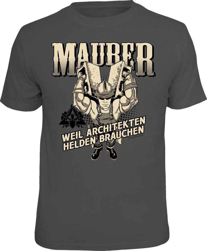 Maurer T-Shirt Helden Unisex XL 100% Baumwolle lizenziert mit Echtheitssiegel