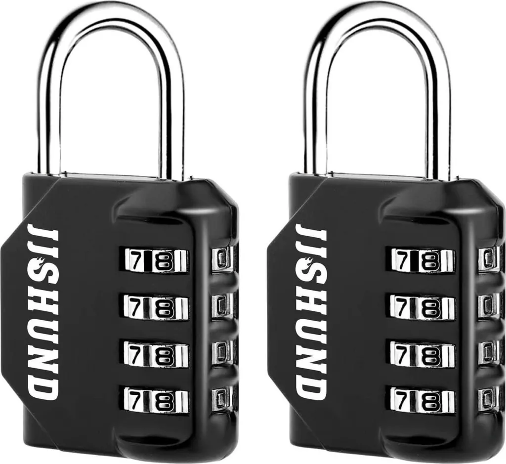 Lot de 2 cadenas à combinaison 4 chiffres en alliage de zinc noir robuste