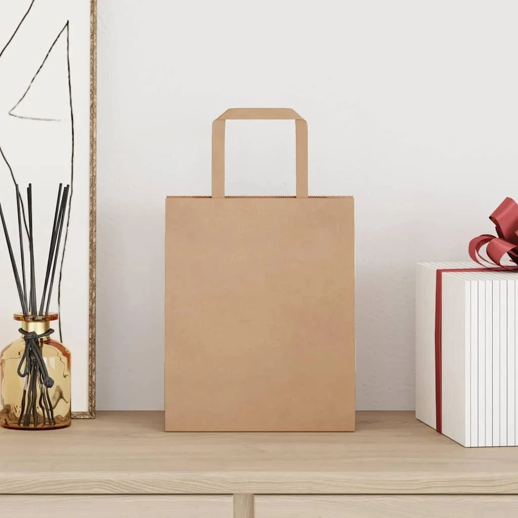 vidaXL Sacchetti di carta 250 pezzi con manici marrone 18x8x22 cm
