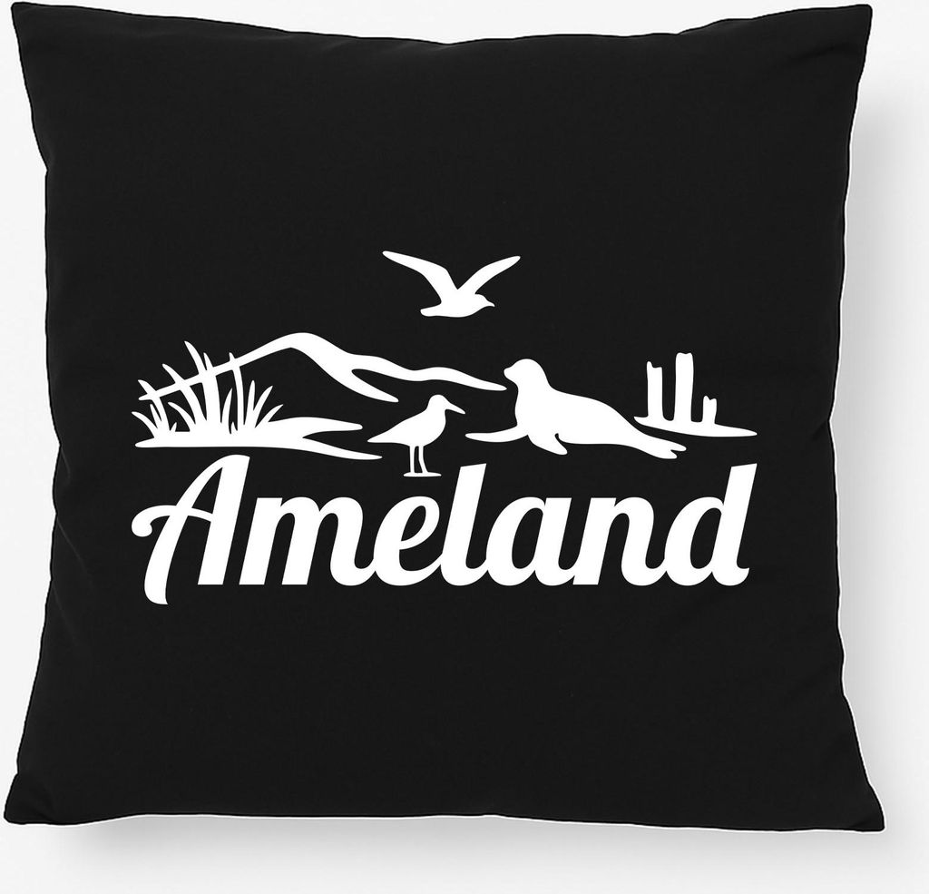 Huuraa Kissen Ameland Niederlande 40x40cm mit Füllung Black Baumwolle Dekokissen Geschenkidee