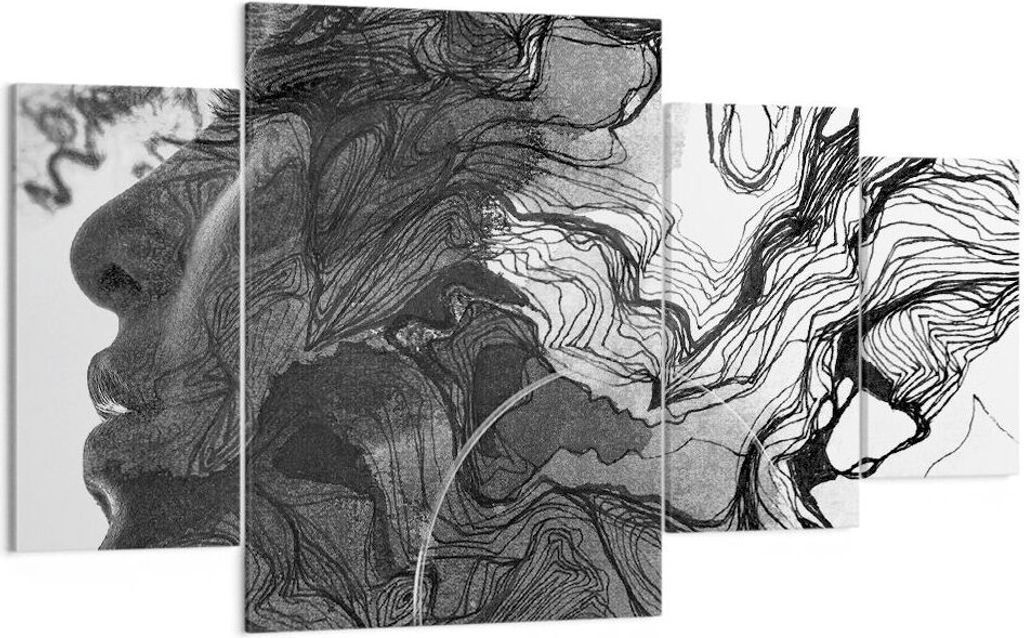 Bild auf Leinwand - Leinwandbild - 4 Teile - Frau Linie Kunst. - 160x90cm - Wand Bild - Wanddeko - Wandbilder - Leinwanddruck - Bilder - Wanddekora...