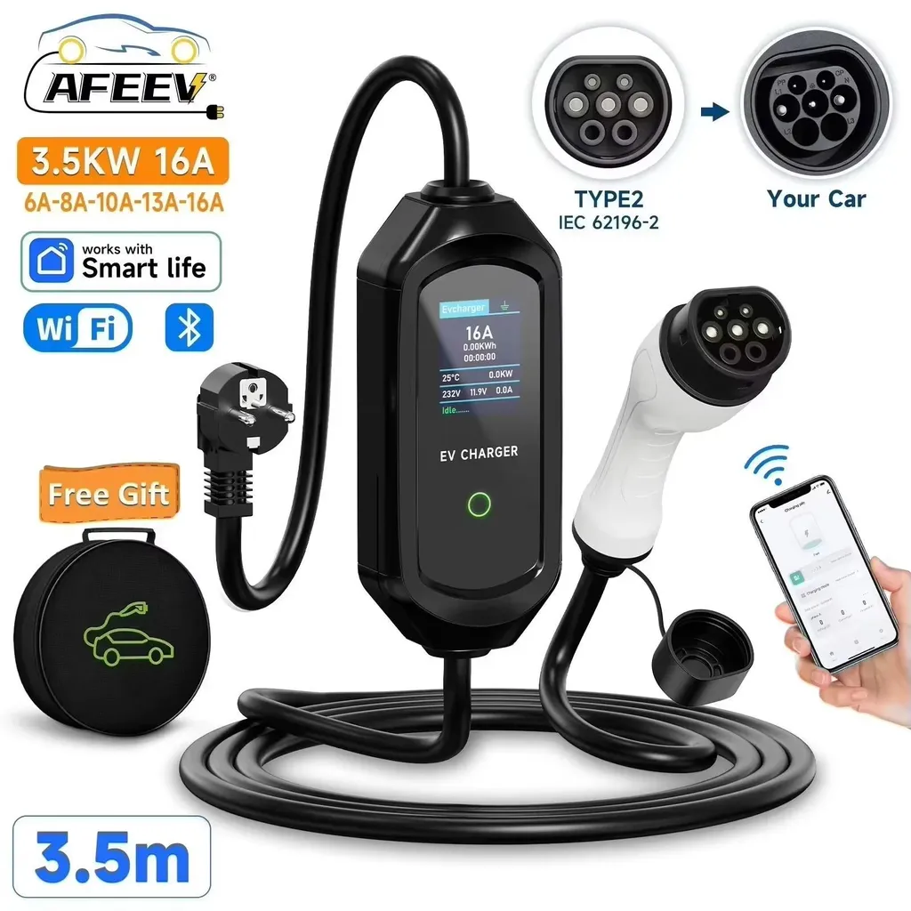 Chargeur intelligent Type 2 véhicule électrique avec courant ajustable 3,5m
