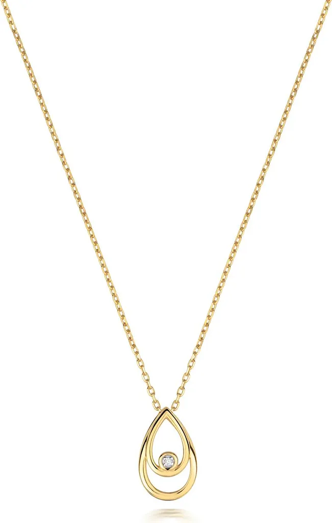 Pendentif Diamant Brillant Or 375/1000 avec Chaîne 42cm Femme TRS35446