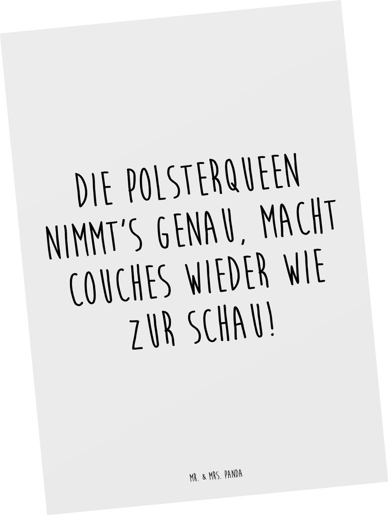 Mr. & Mrs. Panda Postkarte Spruch Polsterei Präzision - Weiß - Geschenk, Handwerkskunst, Ansichtskarten, Möbelrestaurierung, Berufsbild Polsteri...