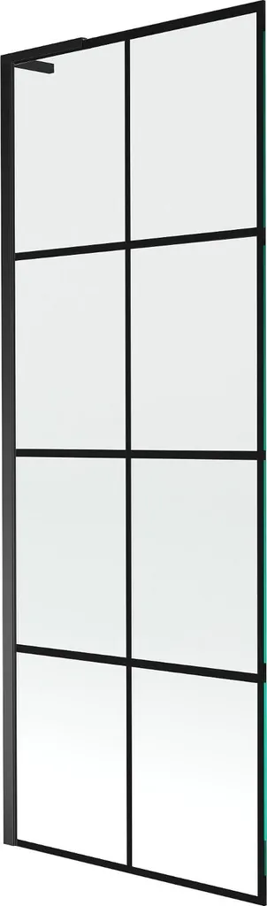 Mexen Next L paratia per vasca da bagno a 1 anta 70 x 150 cm, griglia nera, nero - 895-070-000-03-77-70