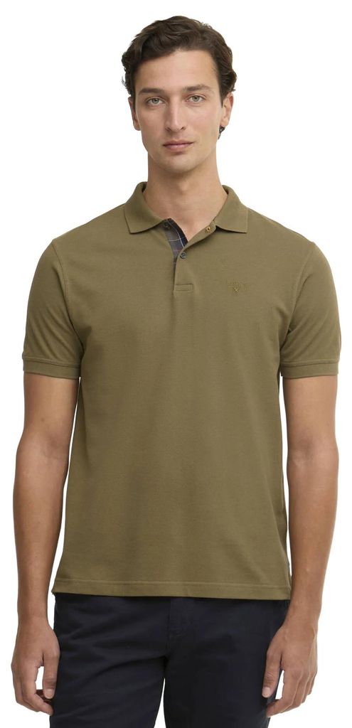 Barbour Poloshirt Tailored Fit grün Piqué Knopfleiste