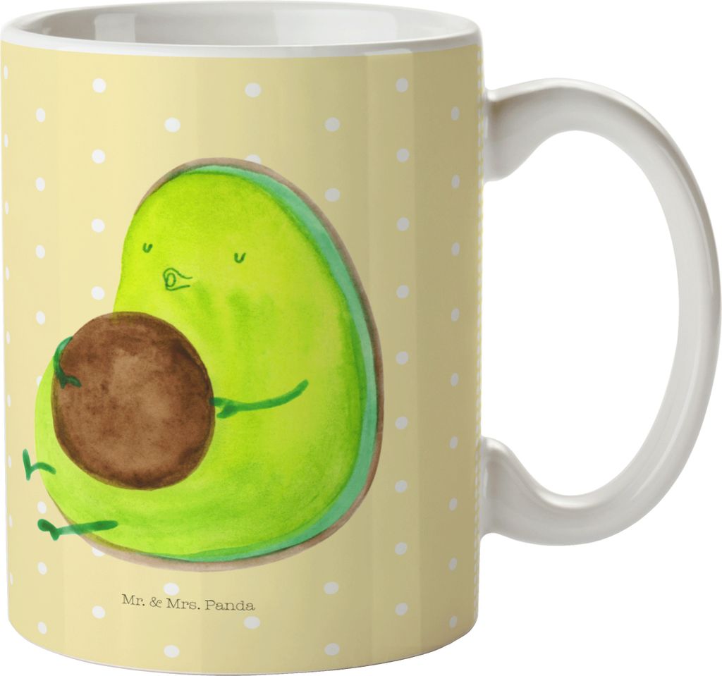 Mr. & Mrs. Panda Haferl Avocado Pfeifen - Gelb Pastell - Geschenk, Kindertasse, Kunststoffbecher, Ernährung, Plastikbecher, Gesund, Diät, Trinkle...
