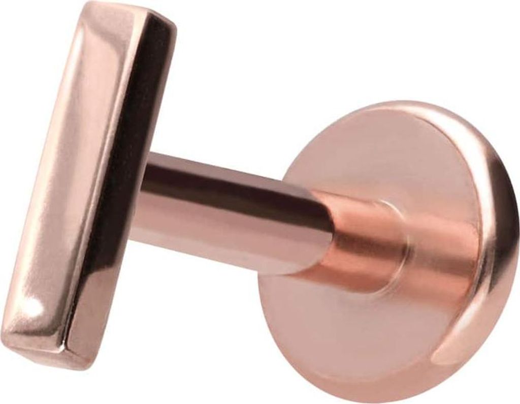 Ohrpiercing, Nasenpiercing Titan Labret mit Innengewinde BALKEN RoséGold Stablänge: 8mm | Stabstärke: 1,2mm