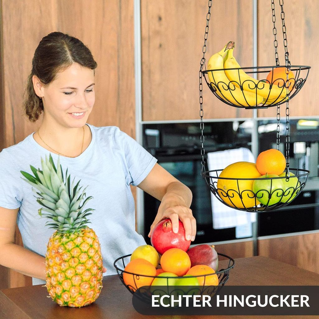 Metall Zum Aufhängen Obstkorb, Edelstahl 3-lagige Obst Gemüse Display Ständer Halter