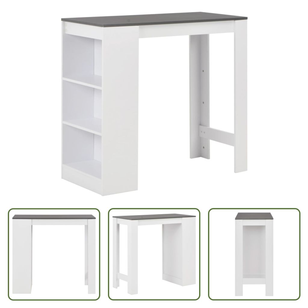 The Living Store Barový stôl s policou biely 110x50x103 cm Obrázok produktu 