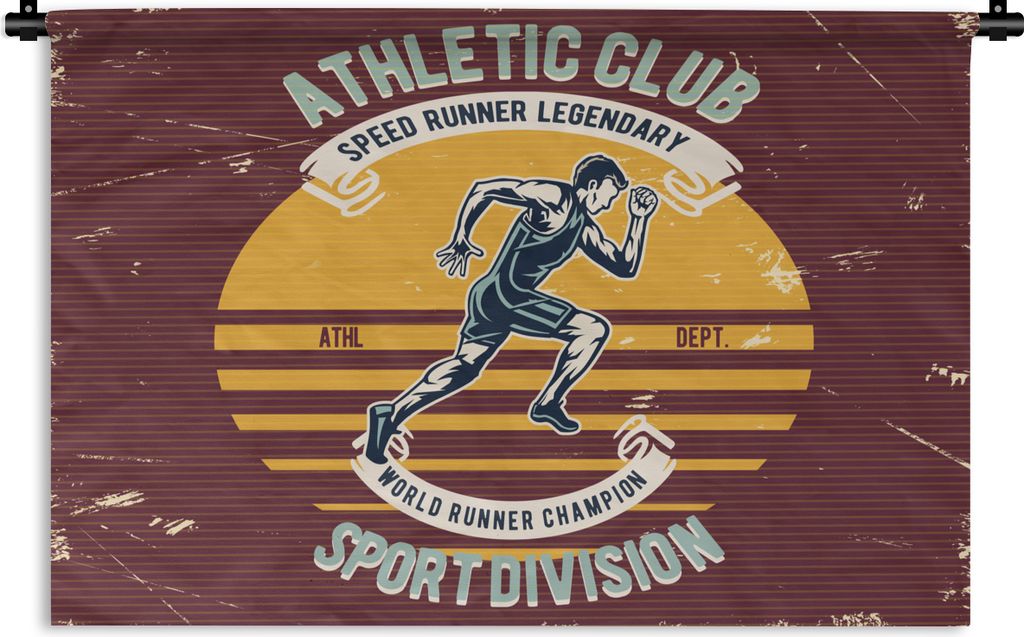 MuchoWow Wandteppich Wandbehang Lauf - Sport - Jahrgang 60x40 cm Tapisserie Dekoration Wandtuch - Wanddekorationen