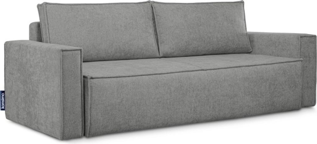 KONSIMO Schlafsofas 3 Personen zeitloses Design mit weiche Sitzfläche und hohe Rückenlehne "NAPI II" ,grau, Gewebe stoff, Modern, 228x89x101 cm