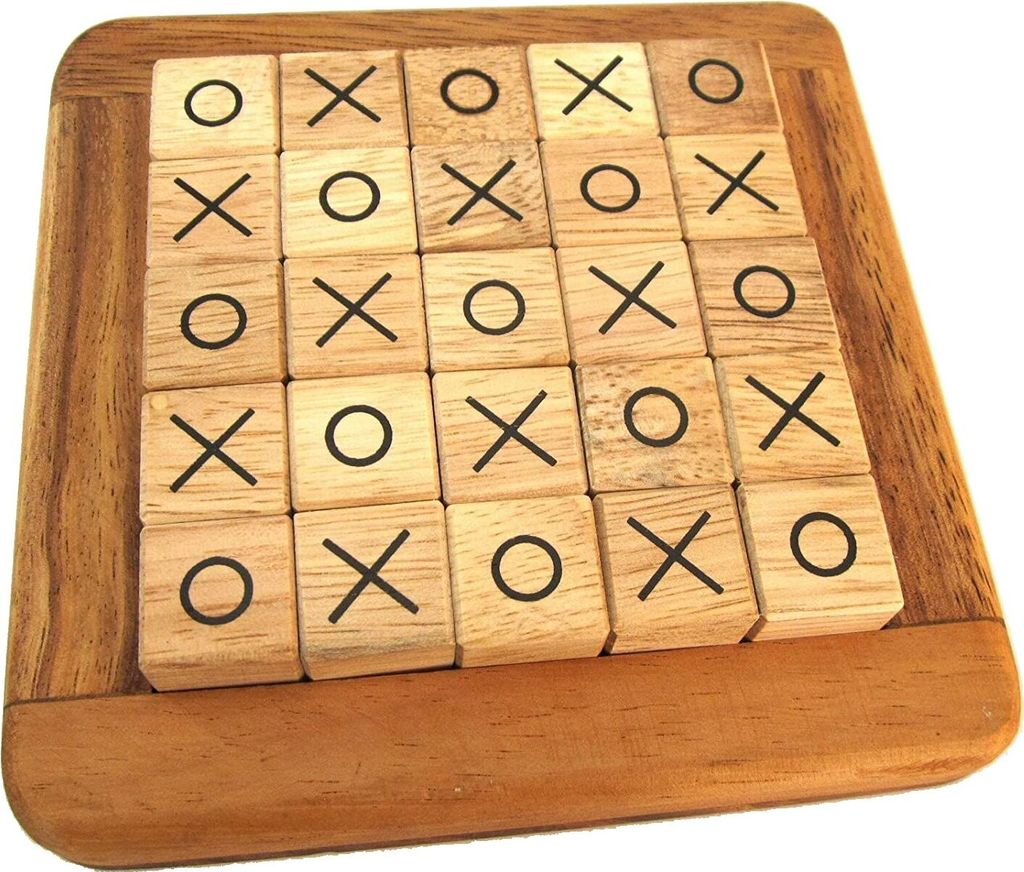 Tic Tac Toe aus Holz – Strategiespiel für 2 Spieler mit X/O-Steinen im Holzrahmen