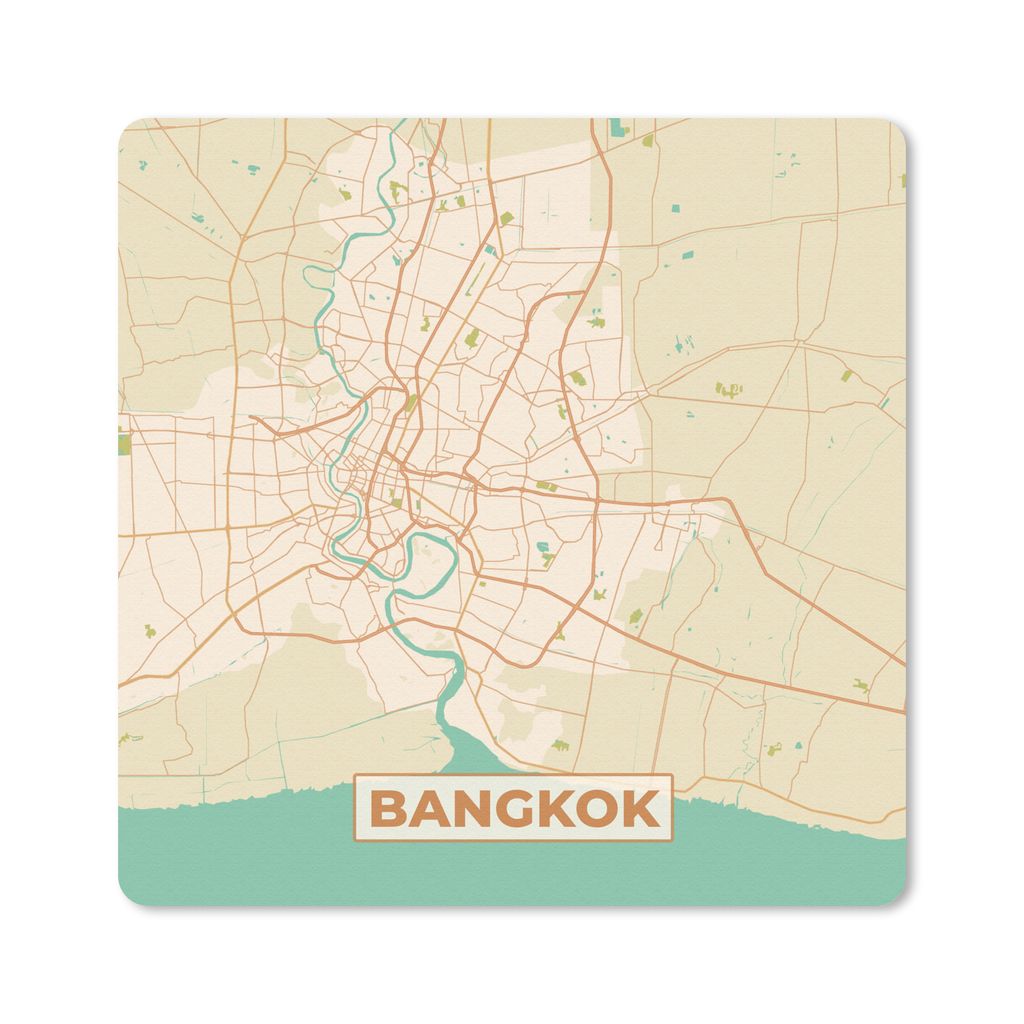 MuchoWow Mauspad Mousepad Bangkok - Karte - Vintage - Stadtplan 20x20 cm - Mousepads - Maus Mat - Pad - Mausunterlage - Desk Mat - Bureauartikeln