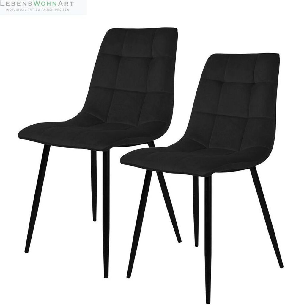Modernes 2er Stuhl-Set LEIRIA schwarz Samt