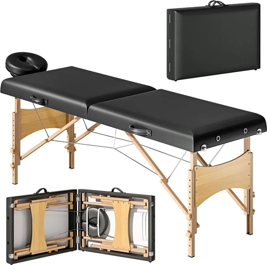 Table de massage réglable 2 zones bois noir pour éviter le mal de dos