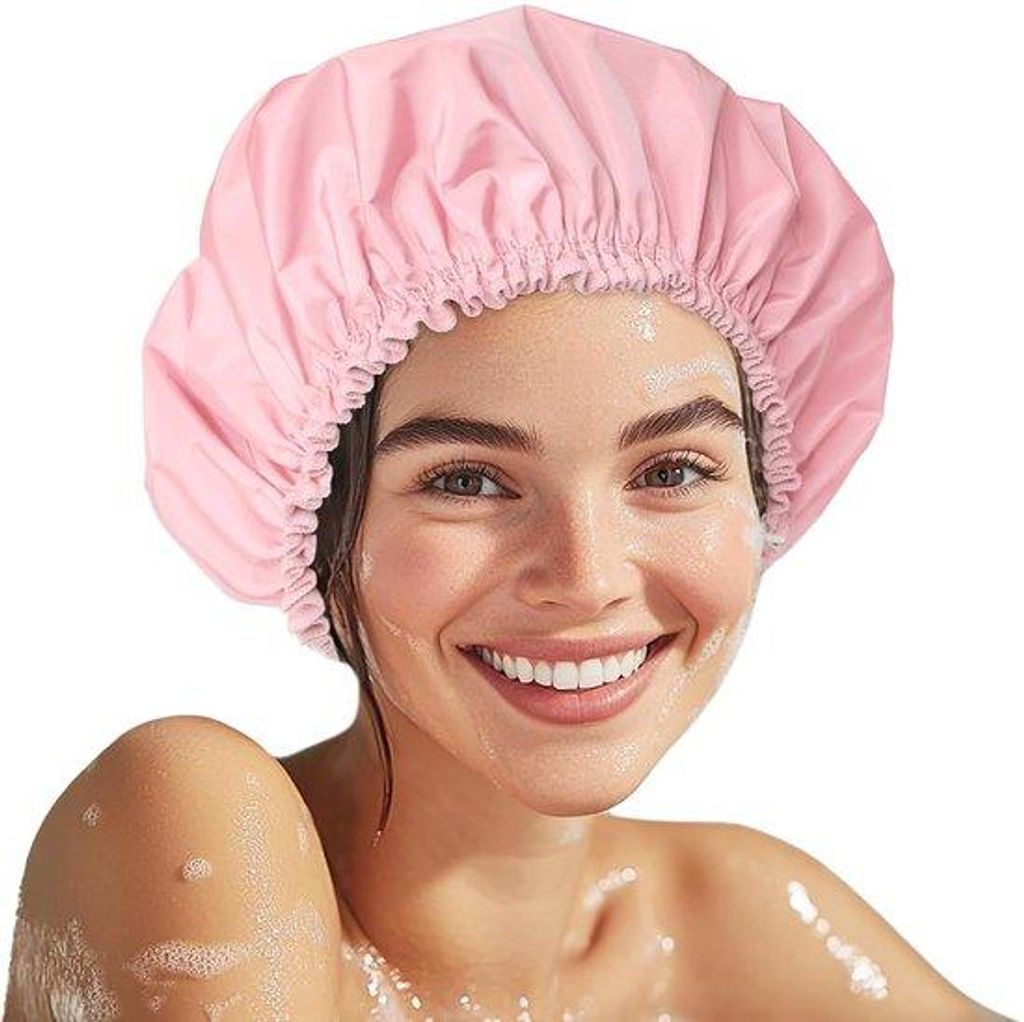 Geschirmtes Duschhaartuch, großes, wasserabweisendes, rotes Haartuch, elastische Bandaufzug, für lange Haare und Zöpfe