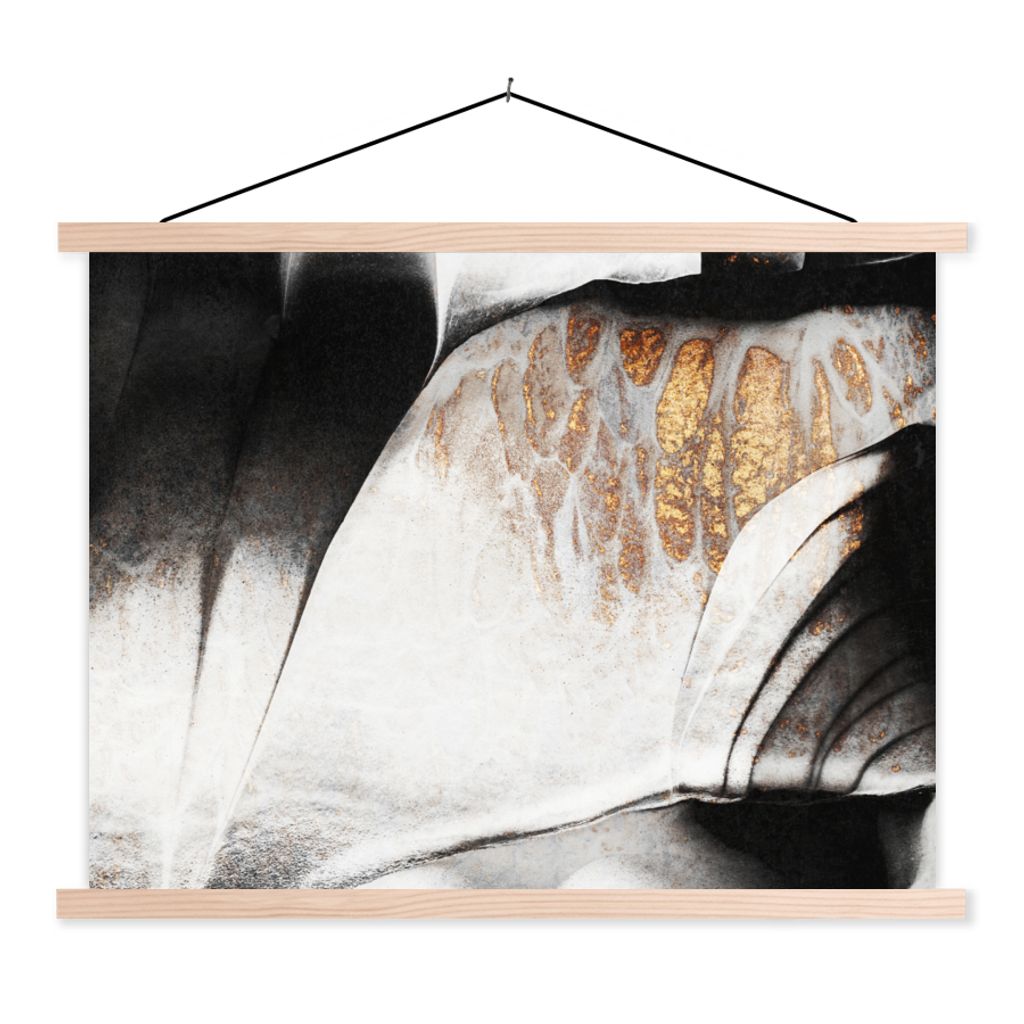 MuchoWow Textilposter Gold - Abstrakt - Design 60x45 cm mit holzfarbenen Rahmen - Bild