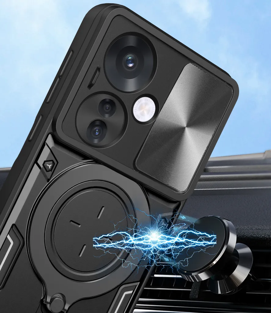 Custodia Oppo Reno11 F 5G: Protezione Militare con Anello e Cover Camera