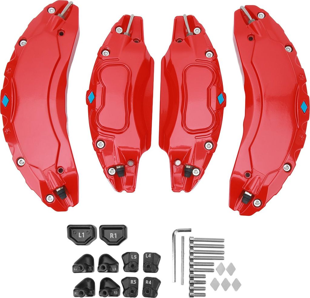 4PCS -Autobahnbackdeckel Aluminium -Legierungs -Scheibenbremsschutz Ersatz für Tesla Modell 3 18in 19 in Rädern Hub rot
