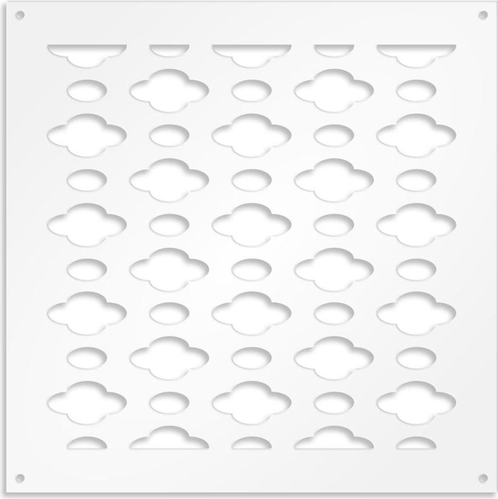 CLOUDS – Perforiertes PVC–Panel – Sonnenschutz 73x73 cm weiß