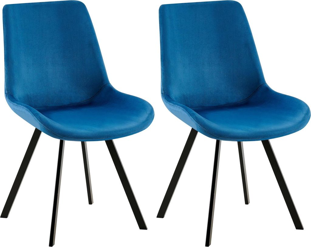 2er Set Esszimmerstuhl LOVER - Samt Dunkelblau 53x59x89 cm | Essstühle Esszimmerstühle Küchenstühle Wohnzimmerstühle