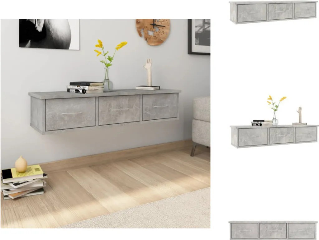 vidaXL Scaffale a muro grigio cemento 88x26x18,5 cm in legno - Scaffali a muro