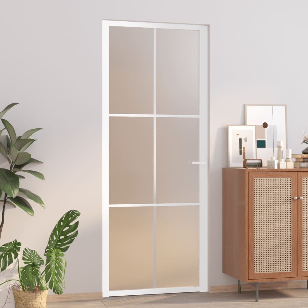 Innentür 83x201,5 cm Weiß Mattglas und Aluminium , Haustüren Design 2024