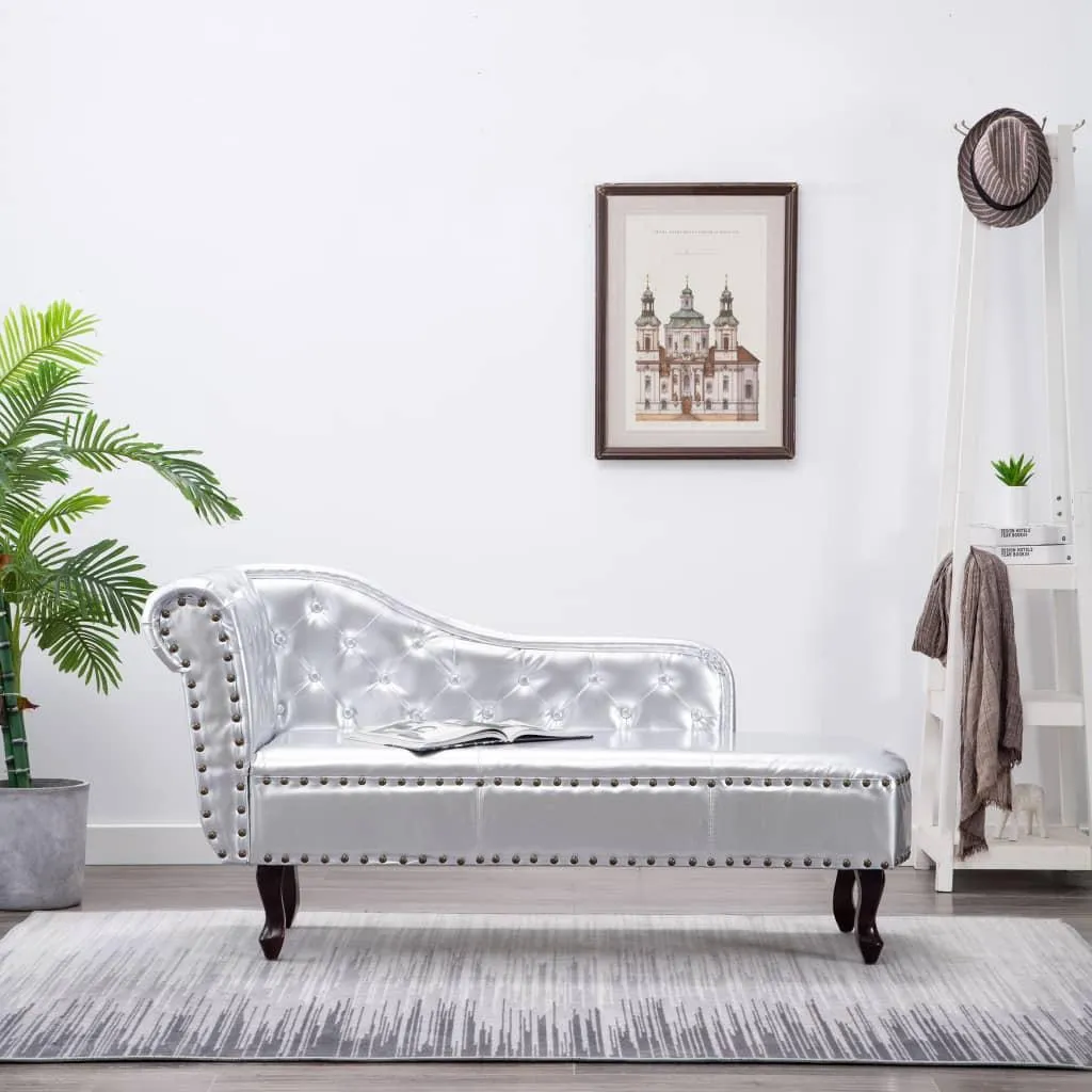 Méridienne de relaxation argentée en cuir synthétique pour le salon