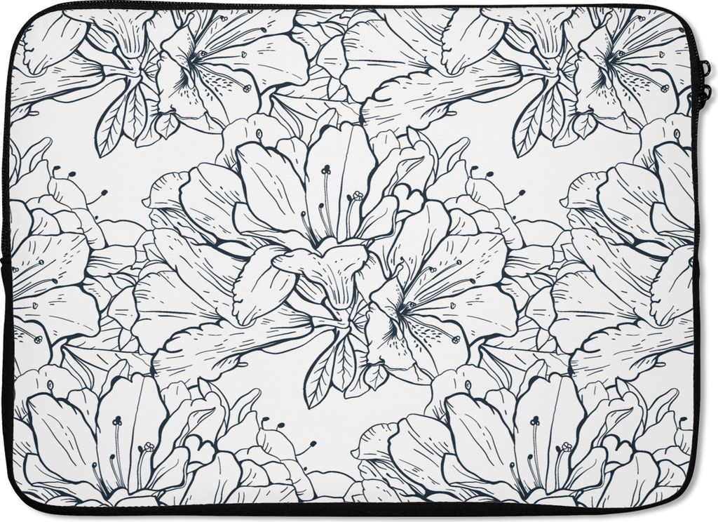 MuchoWow Laptop Hülle 13 Zoll Blumen - Muster - Linie Laptoptasche - Laptophülle - Sleeve - Rundumschutz