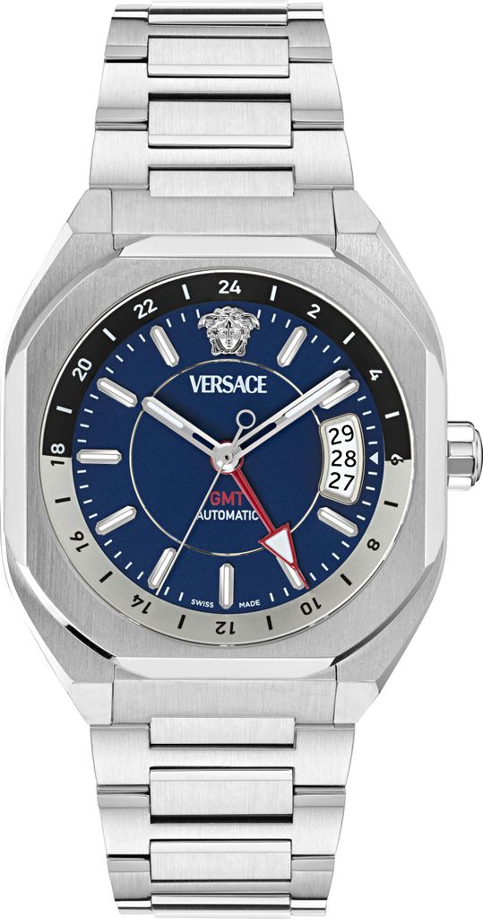 Versace VE0I00225 V-Contempo GMT Automatik silber blau Edelstahl Herren Uhr NEU