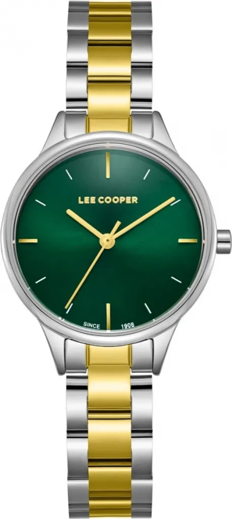 Montre Lee Cooper LC08080.270 cadran vert et bracelet doré brillant 34mm