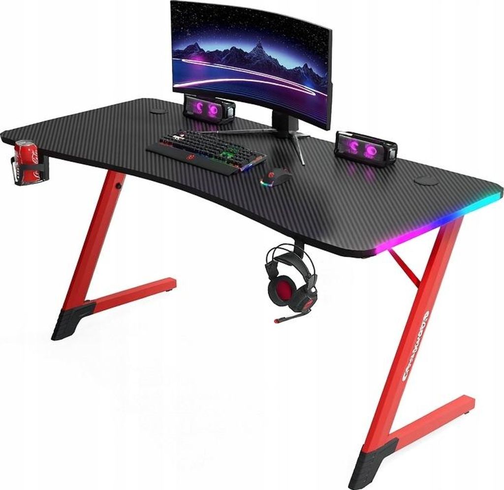 Ekspand | Gaming Tisch - 120x60 Cm - Rgb Beleuchtung - Becherhalter - Kopfhörerhaken