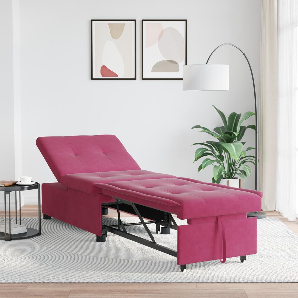 Sofabett 3-in-1 Auszieh-Design Burgunderrot Samt, Design Möbel Schlafsofas Neu