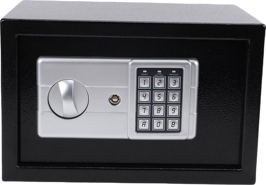 Heimsafe, kleiner elektronischer Tresor aus verdicktem Kohlenstoffstahl mit digitalem Tastenfeld und Ersatzschlüsseln für Bargeld, Dokumente und ...