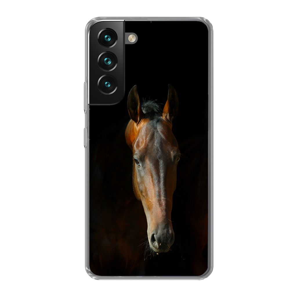 MuchoWow Handyhülle Schutzhülle Hülle für Samsung Galaxy S22 Plus Pferde - Tiere - Braun Silikon Softcase Handy Hülle - Schutzabdeckung