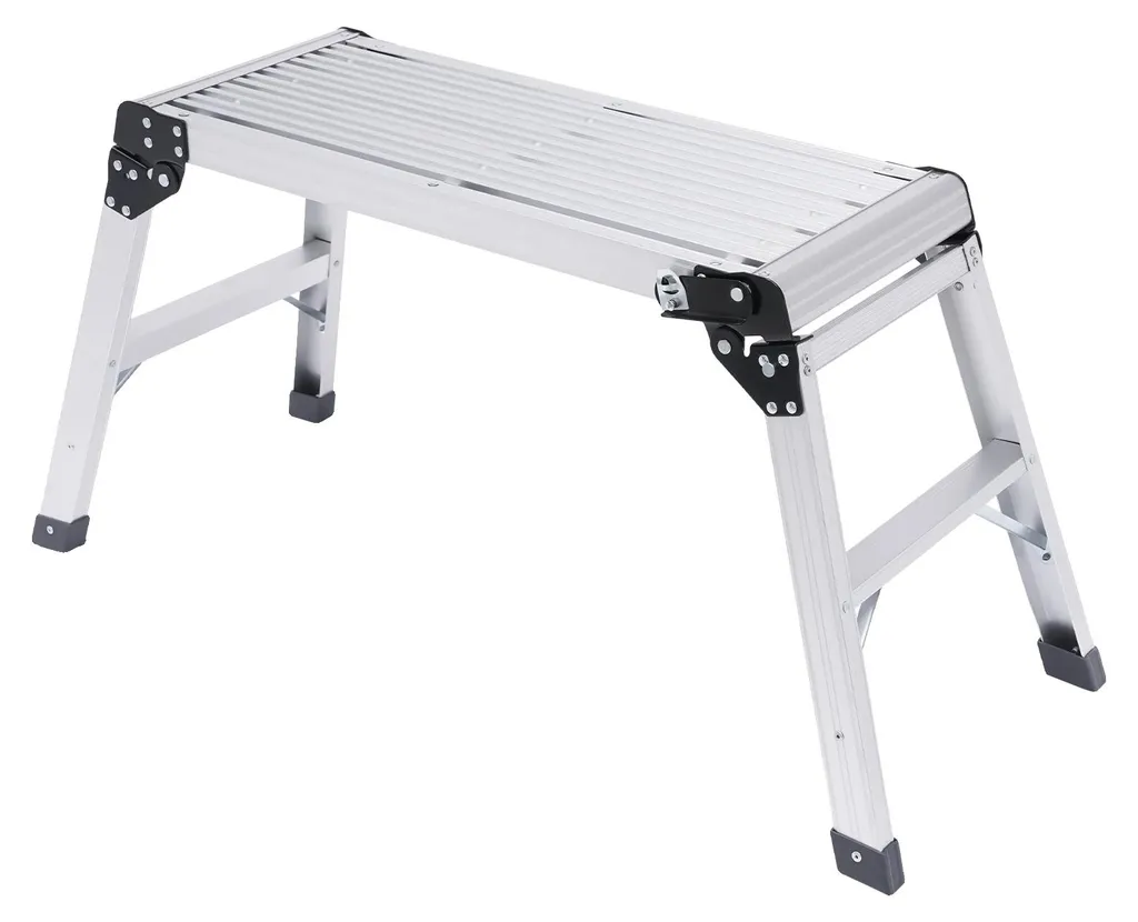 Échelle pliante 150 kg pour travaux intérieurs, escabeau argent sécurisé