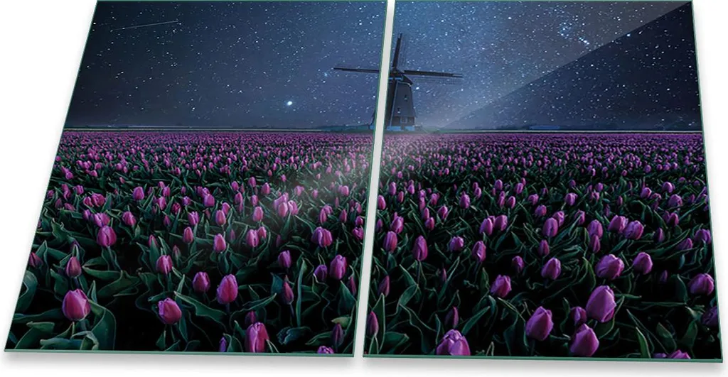 Coprifornelli in Vetro 2 Pezzi 40x52 cm Fiori Viola - Protezione Universale