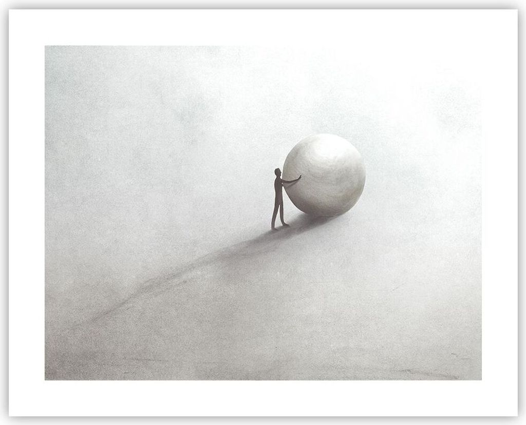 Poster - Poster ohne Rahmen - Sisyphus Arbeit Symbol - 50x40 cm - Wand Bild - Wanddeko - Wandbilder - Kunstposter - Wandposter - Bilder - Kunstdruc...