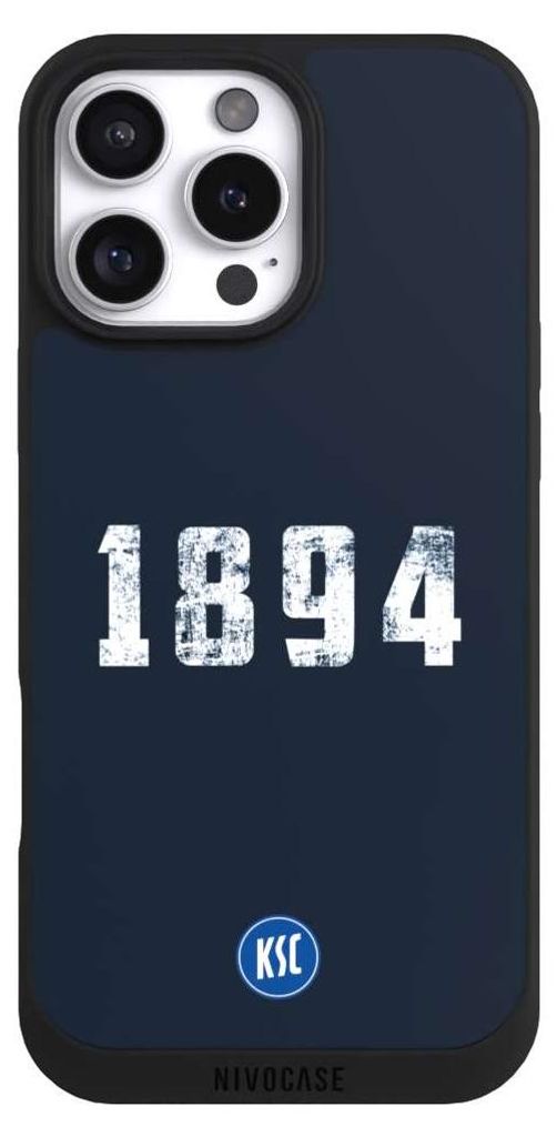NIVOCASE Handyhülle für Apple iPhone 16 Pro Max Hülle NIVOpure Case Schwarz Bundesliga KSC Karlsruher SC