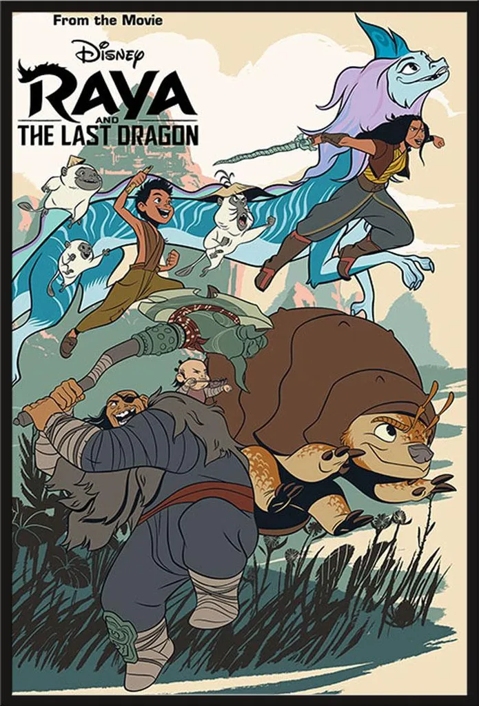 Affiche Raya Disney encadrée : cadre Shinsuke noir et vitre acrylique
