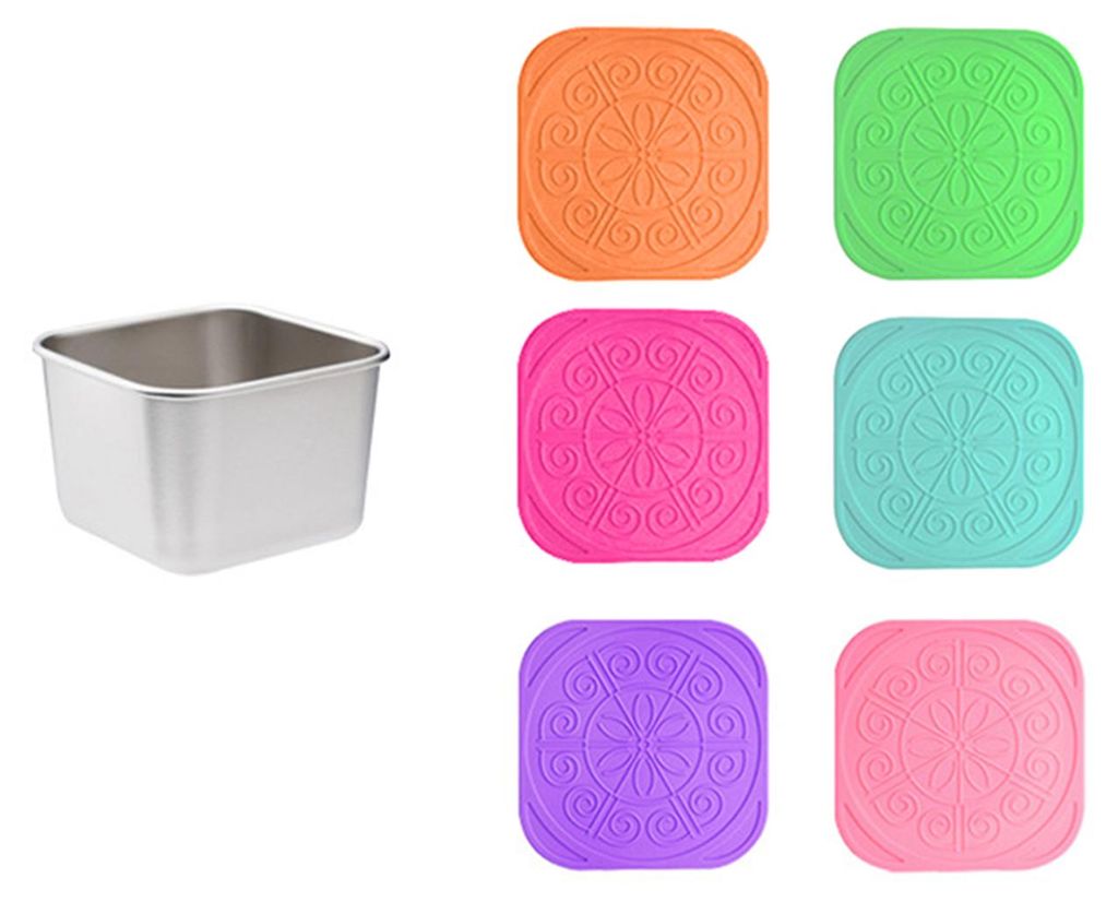 Saucenbecher aus Edelstahl mit Silikondeckel, auslaufsicherer, quadratischer Snackbehälter für Kinder, BPA-frei, stapelbare Lunchbox für Schulpi...