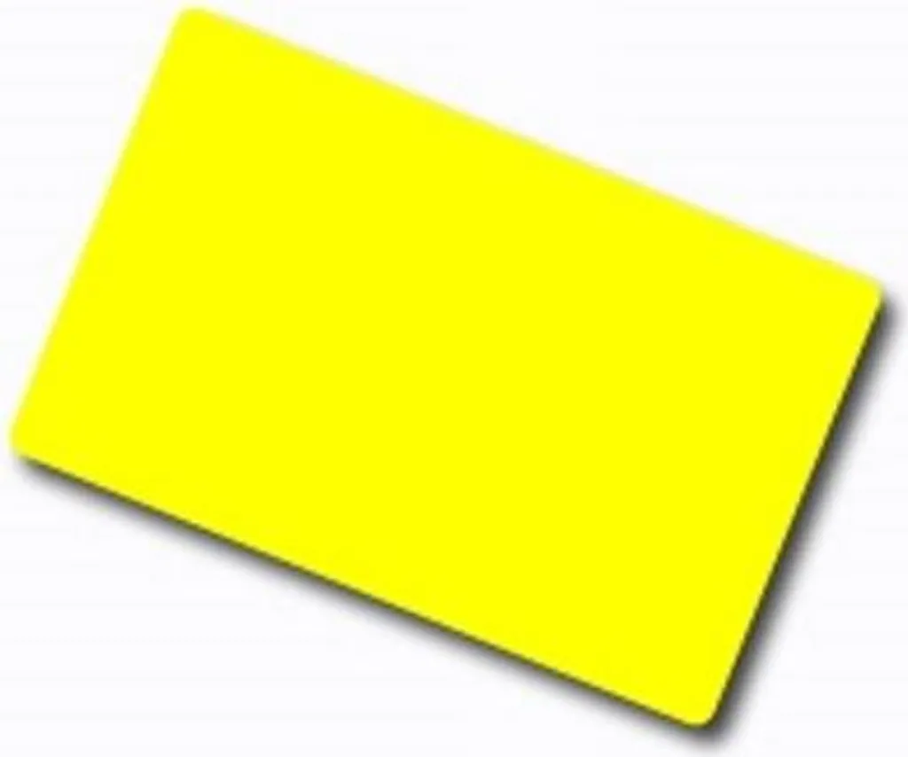 Carte PVC rigide jaune 86x54mm haute qualité épaisseur standard 30mil